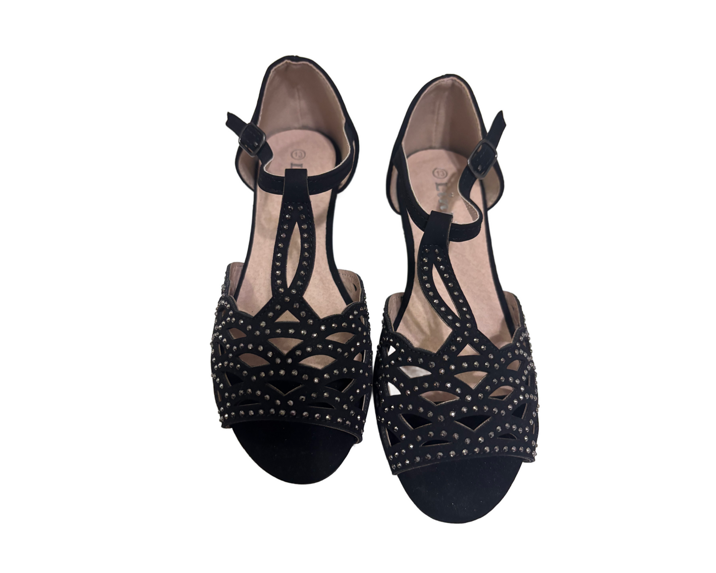 BLACK RINESTONE SHOE SANDLAS