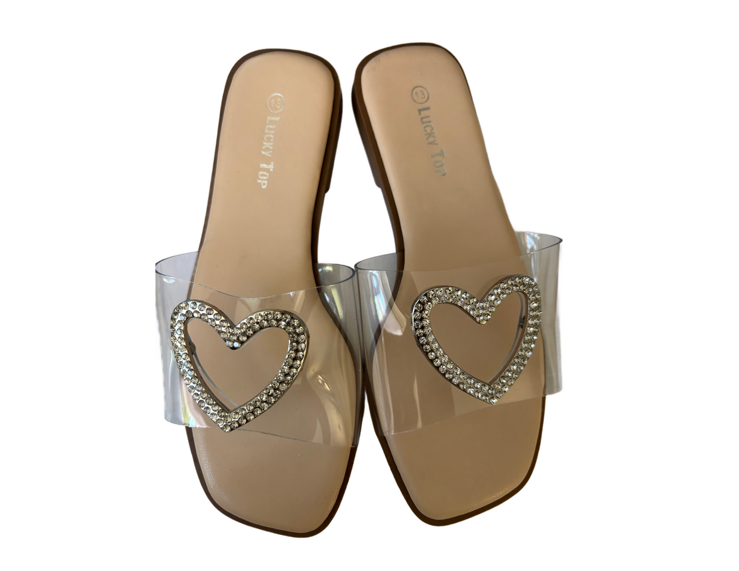 clear with rhinestone heart