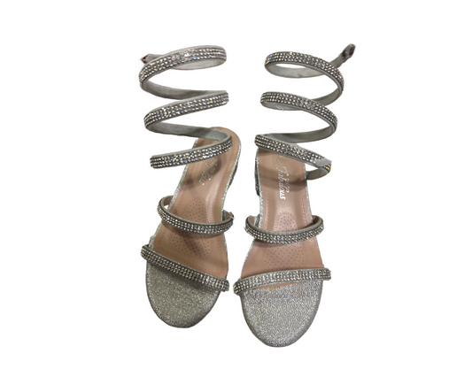 SPIRAL SILVER RHINSTONE HEELS