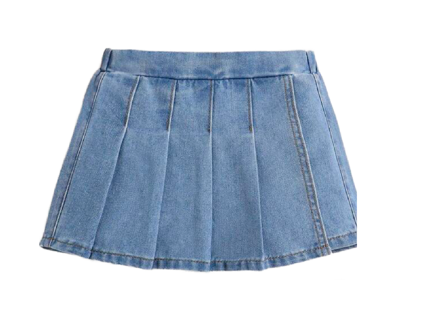 Pleated Jean Skirt