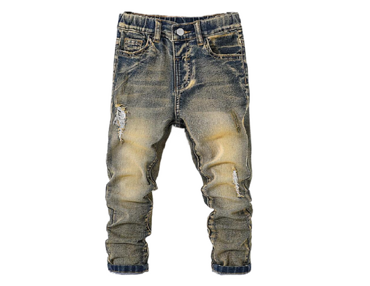 BROWN WASH OFF LONG BOY JEANS