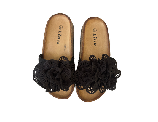 Black slide flower sandal