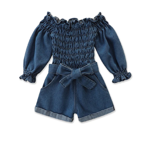 JEANS OFF SHOULDER ROMPER