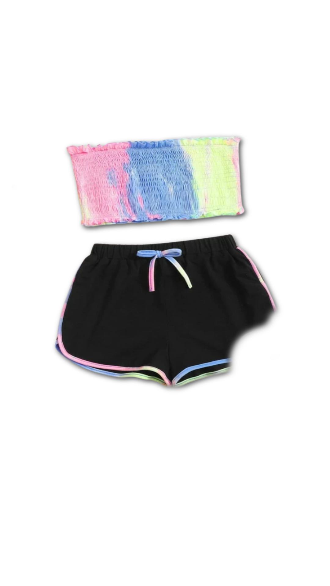 2PC.RAINBOW COLOR TUBE SHORT SET